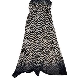 Tua Women's Strapless Chevron Maxi Dress Black & White Size‎ S